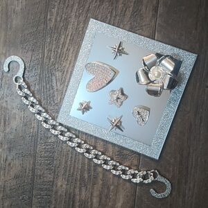 16pcs Heart/Flower Blingy Shoe Chain Charms For CROCS